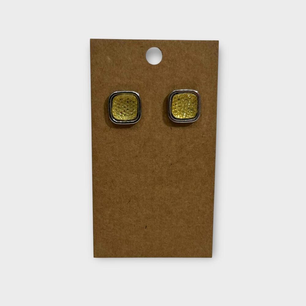 Unbranded Yellow Square Shaped Crystal Stud Earrings Women’s Fashion Jewelry